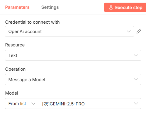 Model parameters