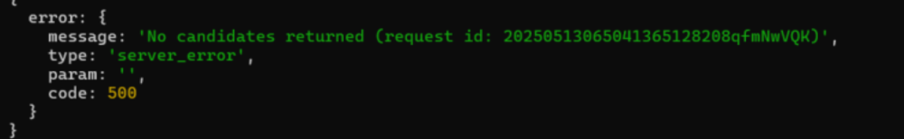 Terminal error output